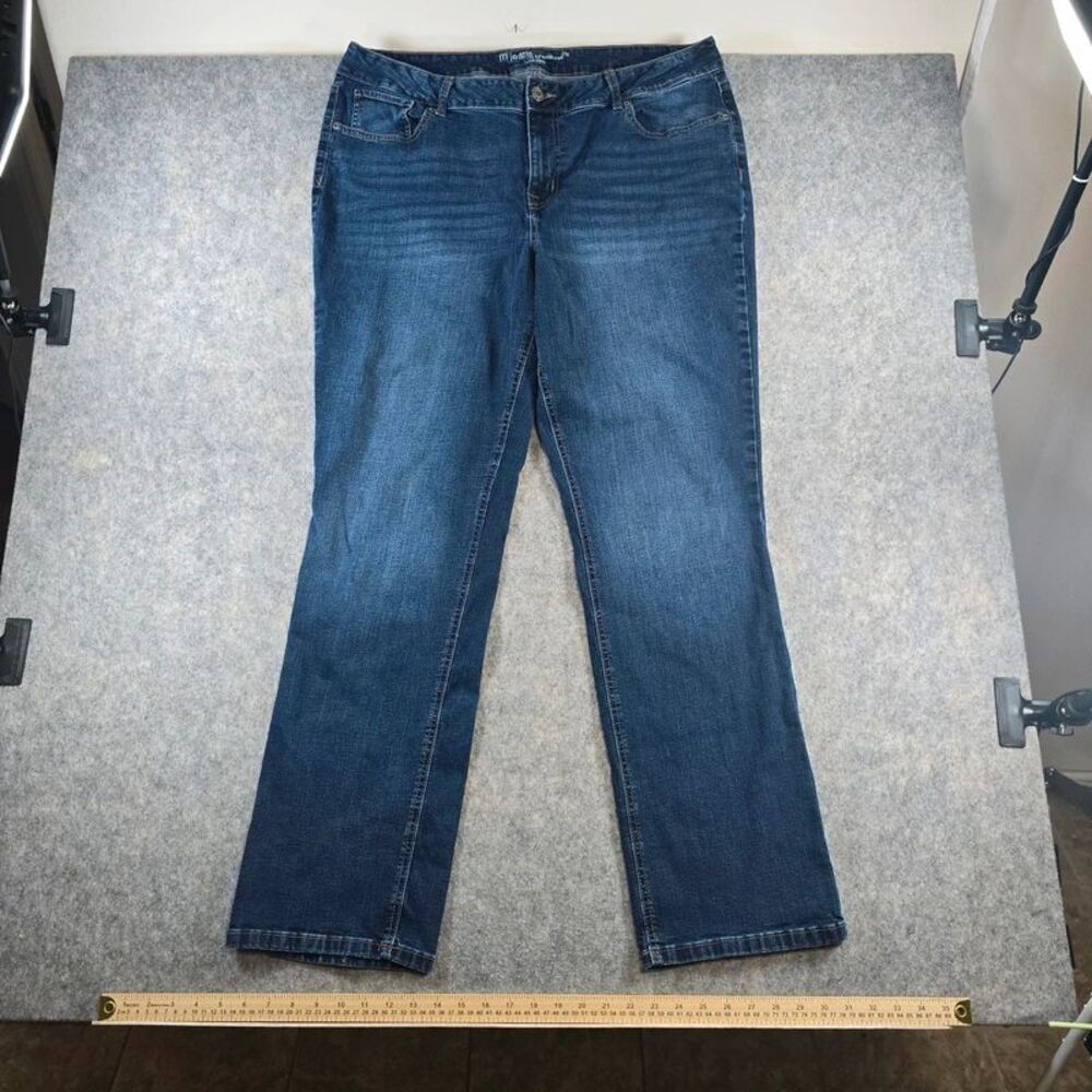 M Jeans by Maurices 22W X-Long Mid-Rise Straight Leg Jeans Dark Wash Denim Blue
